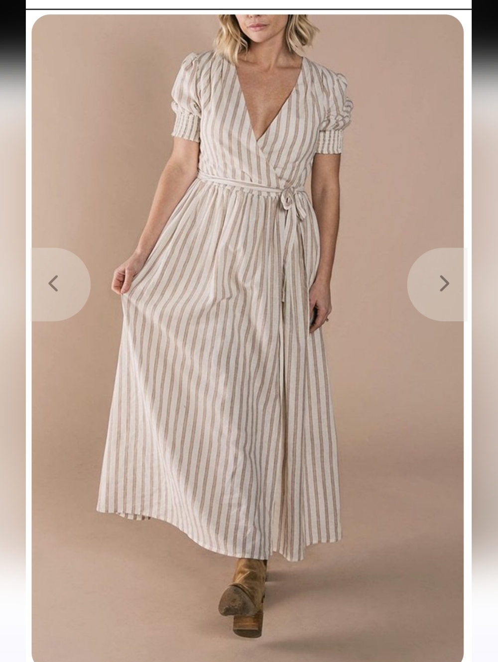 Rylee & Cru Striped Faux Wrap Maxi Dress Cottagecore Cotton Sz S